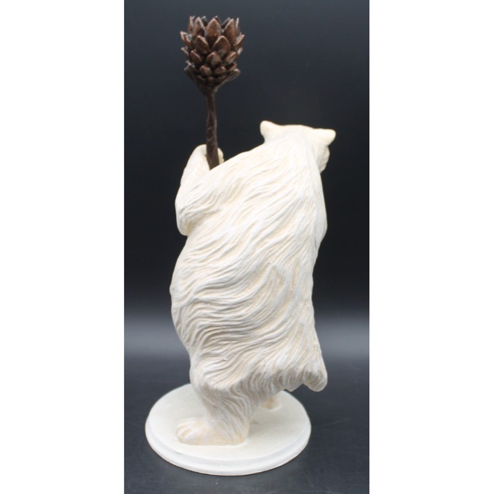 Department 56 Polar Bear Pinecone Candle Holder Figurine Winter Lodge Decor 12" - Picture 3 of 13